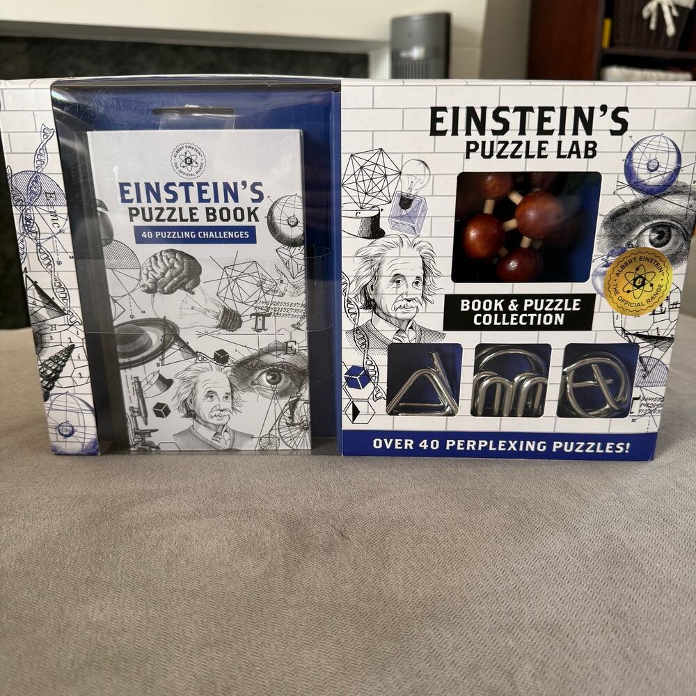 Einstein's Puzzle Lab Book & Puzzle Collection 40 Brain Teasers & Metal Puzzles